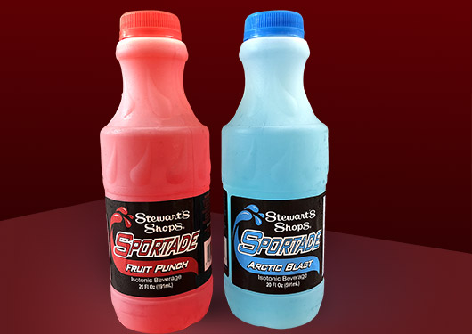 Fruit Punch Sportade and Arctic Blast Sportade. Red and Blue drinks