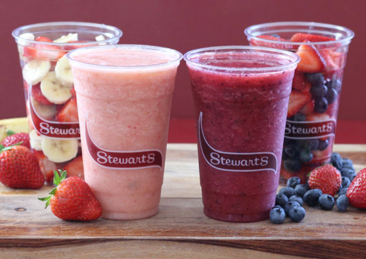 mixed berry and strawberry banana smoothies