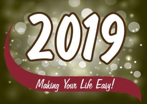 2019 Making Your Life Easy. Sparkles in the background.