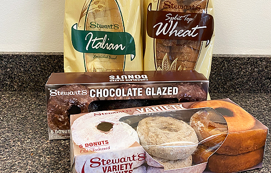loaves of bread and donut boxes
