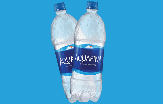 two 20 oz aquafina
